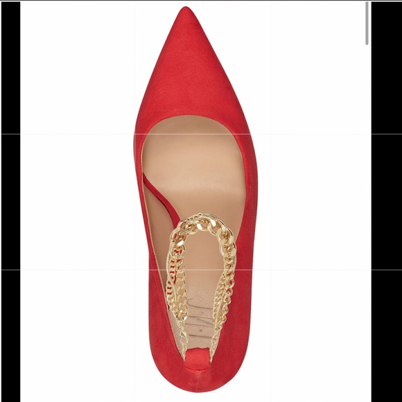 INC Woman’s Red Sadelle Chain Detail Heel - Picture 3 of 4